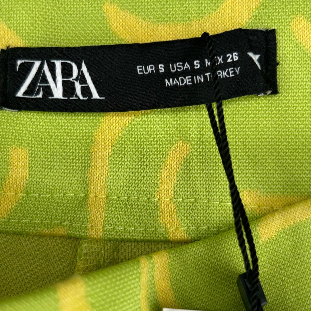 Zara Green Yellow Flared Jacquard Pull On Pant Womens Small 27x33.5 Boho Retro - Picture 9 of 10